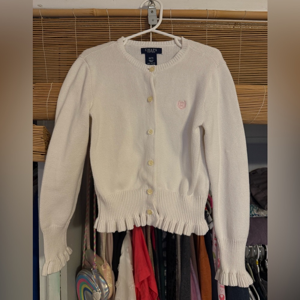 Chaps White Sweater Soft Knit Classic Style